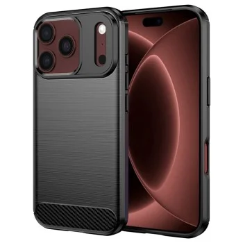 Калъф Techsuit Carbon Silicone - iPhone 18 Pro Max / iPhone 17 Pro Max - Черен