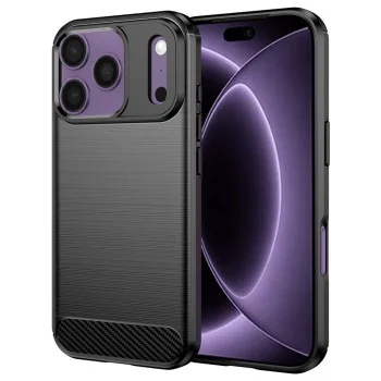 Калъф Techsuit Carbon Silicone - iPhone 18 Pro / iPhone 17 Pro - Черен