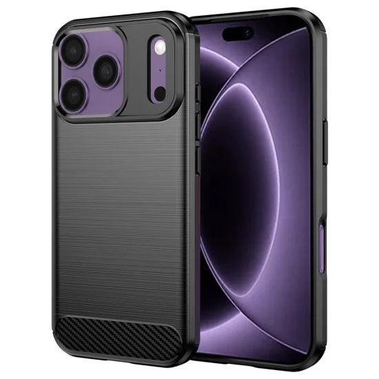 Калъф Techsuit Carbon Silicone - iPhone 18 Pro / iPhone 17 Pro - Черен