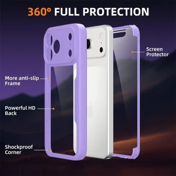 Калъф Techsuit - ColorVerse 360 Series + Screen Protector - iPhone 18 Pro / iPhone 17 Pro - Лилав