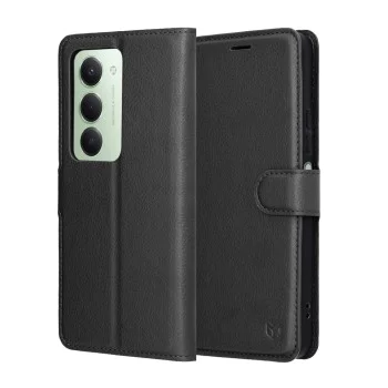 Калъф – Techsuit Leather Folio – Xiaomi Redmi 15 4G / Redmi 15 5G – Черен