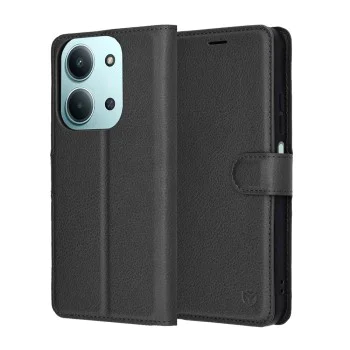 Калъф – Techsuit Leather Folio – Xiaomi Redmi 15C 4G / Redmi 15C 5G / Poco C85 4G – Черен