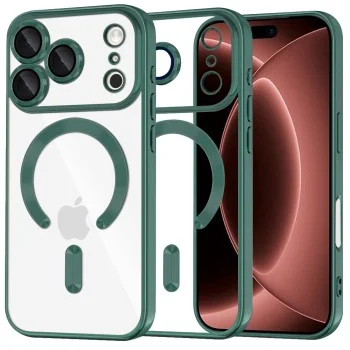 Калъф Techsuit Luxury Crystal MagSafe - iPhone 18 Pro Max / iPhone 17 Pro Max - Тъмно зелен