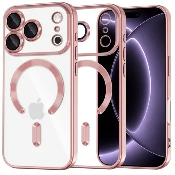 Калъф Techsuit Luxury Crystal MagSafe - iPhone 18 Pro / iPhone 17 Pro - Розов
