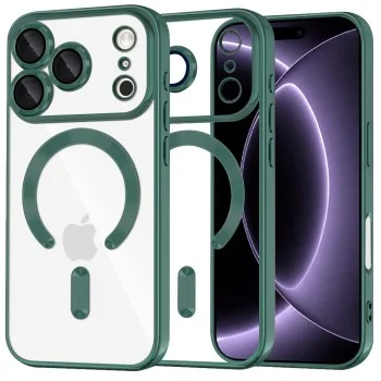 Калъф Techsuit Luxury Crystal MagSafe - iPhone 18 Pro / iPhone 17 Pro - Тъмно зелен