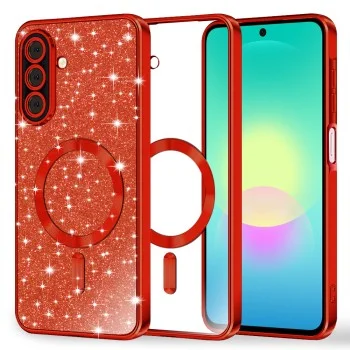 Калъф Techsuit Luxury Glitter MagSafe - Samsung Galaxy A27 5G - Червен