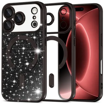 Калъф Techsuit Luxury Glitter MagSafe - iPhone 18 Pro Max / iPhone 17 Pro Max - Черен