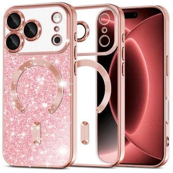 Калъф Techsuit Luxury Glitter MagSafe - iPhone 18 Pro Max / iPhone 17 Pro Max - Розов