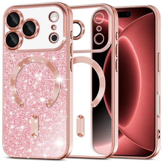 Калъф Techsuit Luxury Glitter MagSafe - iPhone 18 Pro Max / iPhone 17 Pro Max - Розов