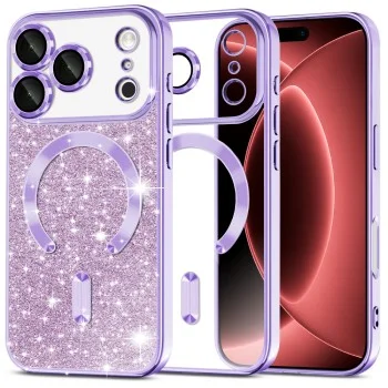 Калъф Techsuit Luxury Glitter MagSafe - iPhone 18 Pro Max / iPhone 17 Pro Max - Светло лилав