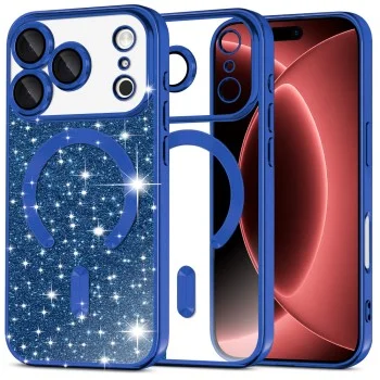 Калъф Techsuit Luxury Glitter MagSafe - iPhone 18 Pro Max / iPhone 17 Pro Max - Тъмно син