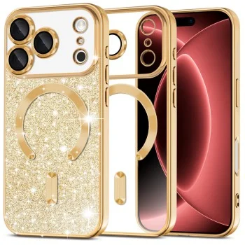 Калъф Techsuit Luxury Glitter MagSafe - iPhone 18 Pro Max / iPhone 17 Pro Max - Златист