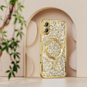 Калъф Techsuit Luxury Glitter MagSafe - iPhone 18 Pro / iPhone 17 Pro - Тъмно червен