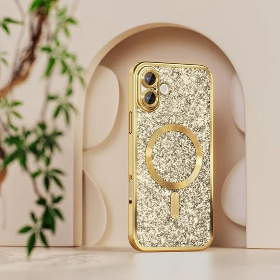 Калъф Techsuit Luxury Glitter MagSafe - iPhone 18 Pro / iPhone 17 Pro - Тъмно червен