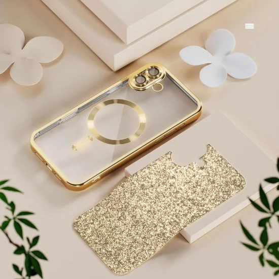 Калъф Techsuit Luxury Glitter MagSafe - iPhone 18 Pro / iPhone 17 Pro - Тъмно червен