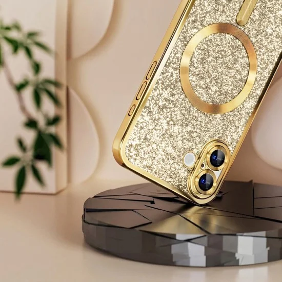 Калъф Techsuit Luxury Glitter MagSafe - iPhone 18 Pro / iPhone 17 Pro - Тъмно червен