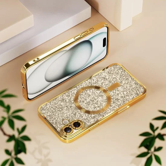 Калъф Techsuit Luxury Glitter MagSafe - iPhone 18 Pro / iPhone 17 Pro - Тъмно червен