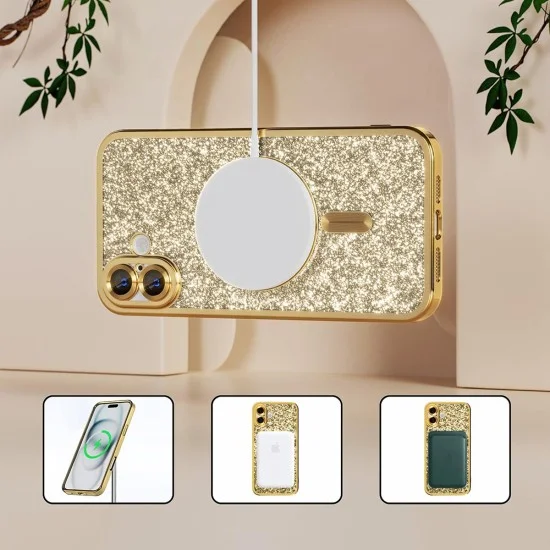 Калъф Techsuit Luxury Glitter MagSafe - iPhone 18 Pro / iPhone 17 Pro - Тъмно червен