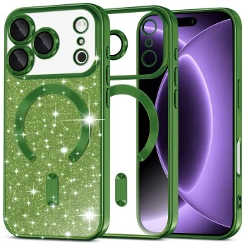 Калъф Techsuit Luxury Glitter MagSafe - iPhone 18 Pro / iPhone 17 Pro - Зелен