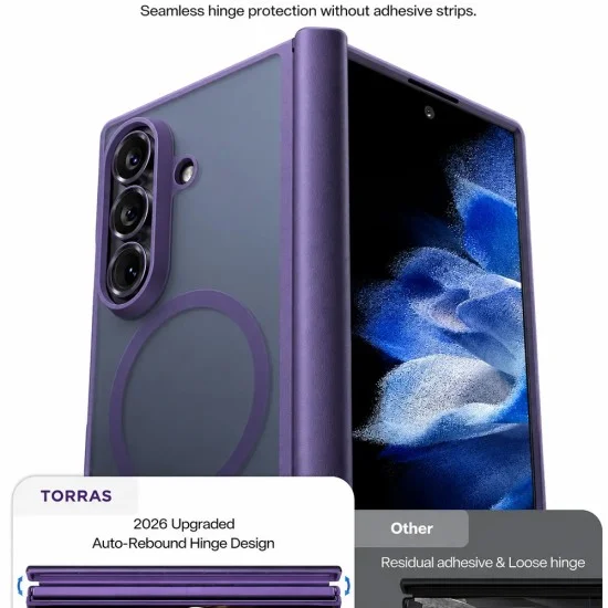 Калъф Torras - Guardian Magnetic Series - Samsung Galaxy Z Fold8 Ultra - Тъмнолилав