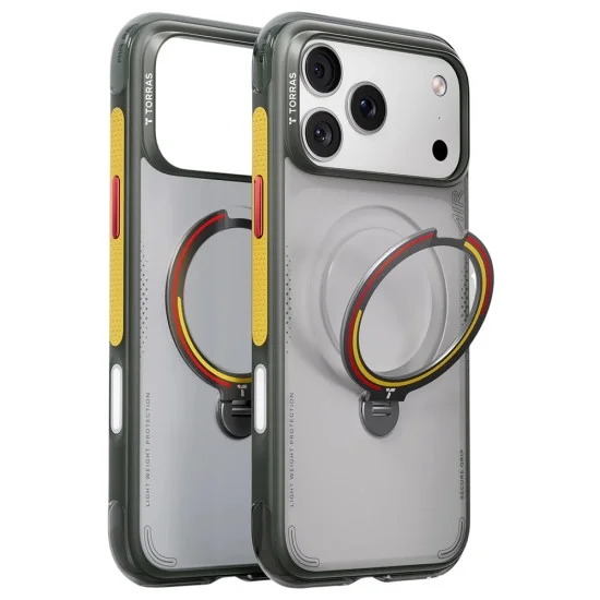 Калъф Torras - Ostand Q3 Air Football Series - iPhone 17 Pro / iPhone 18 Pro - Iron