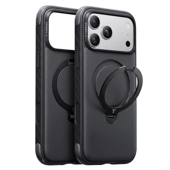 Калъф Torras - Ostand Q3 Rugged - iPhone 18 Pro Max / iPhone 17 Pro Max - Наситено черен