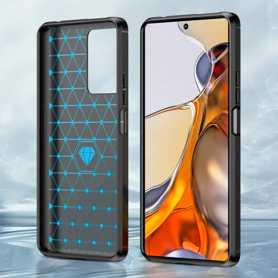 Калъф за Xiaomi 11T / 11T Pro - Carbon Silicone - Черен