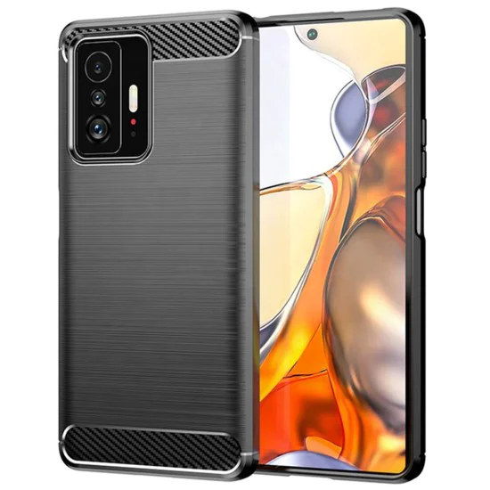 Калъф за Xiaomi 11T / 11T Pro - Carbon Silicone - Черен