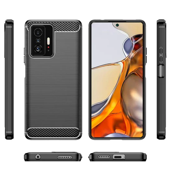Калъф за Xiaomi 11T / 11T Pro - Carbon Silicone - Черен