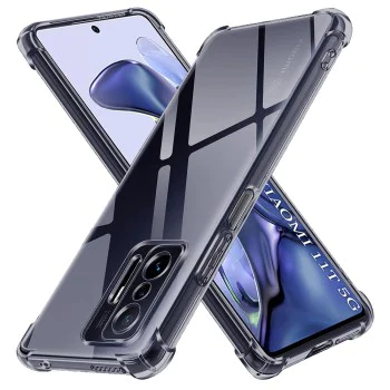 Калъф за Xiaomi 11T / 11T Pro - Techsuit - Удароустойчив Clear Silicone - Опушено Черен