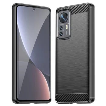 Калъф за Xiaomi 12/12X - Carbon Silicone - Черен