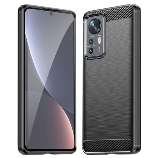 Калъф за Xiaomi 12/12X - Carbon Silicone - Черен