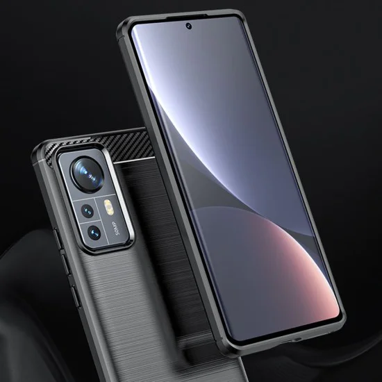 Калъф за Xiaomi 12/12X - Carbon Silicone - Черен