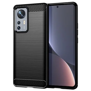 Калъф за Xiaomi 12/12X - Carbon Silicone - Черен