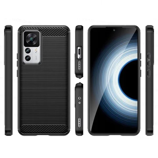 Калъф за Xiaomi 12T / 12T Pro - Carbon Silicone - Черен