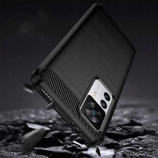 Калъф за Xiaomi 12T / 12T Pro - Carbon Silicone - Черен