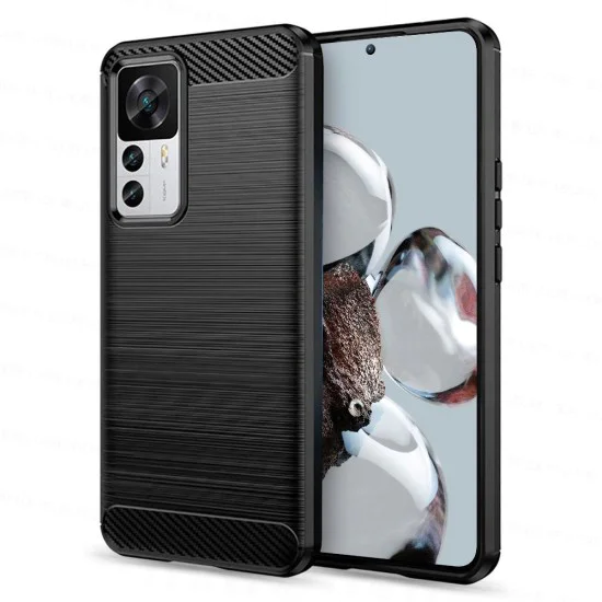 Калъф за Xiaomi 12T / 12T Pro - Carbon Silicone - Черен