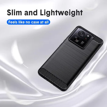 Калъф за Xiaomi 13T / 13T Pro - Carbon Silicone - Черен