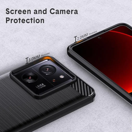 Калъф за Xiaomi 13T / 13T Pro - Carbon Silicone - Черен