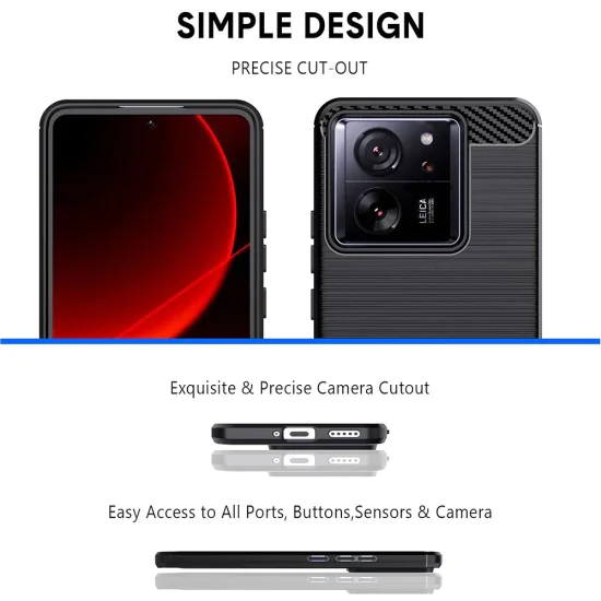 Калъф за Xiaomi 13T / 13T Pro - Carbon Silicone - Черен