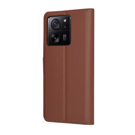 Калъф за Xiaomi 13T / 13T Pro - Кожено Протектор - Кафяв