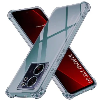 Калъф за Xiaomi 13T / 13T Pro - Techsuit - Удароустойчив Clear Silicone - Опушено Черен