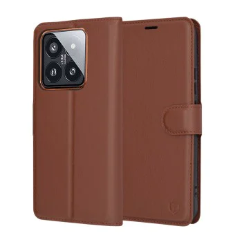 Калъф за Xiaomi 14 Pro - Кожено Протектор - Кафяв