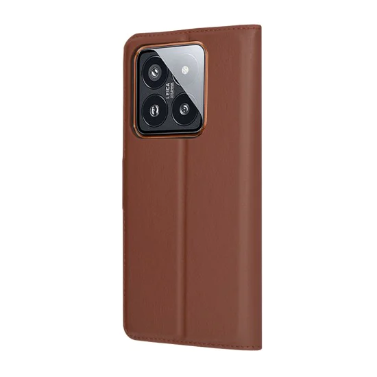 Калъф за Xiaomi 14 Pro - Кожено Протектор - Кафяв