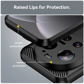 Калъф за Xiaomi 17 Ultra - Techsuit Carbon Silicone - Черен