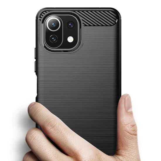 Kалъф за Xiaomi Mi 11 Lite 4G / Mi 11 Lite 5G / Mi 11 Lite 5G NE - Carbon Silicone - Black