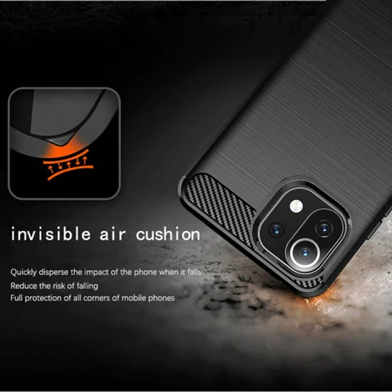 Kалъф за Xiaomi Mi 11 Lite 4G / Mi 11 Lite 5G / Mi 11 Lite 5G NE - Carbon Silicone - Black