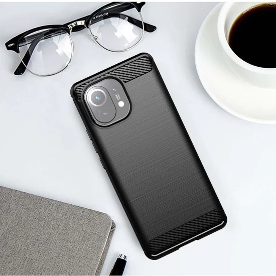Kалъф за Xiaomi Mi 11 Lite 4G / Mi 11 Lite 5G / Mi 11 Lite 5G NE - Carbon Silicone - Black