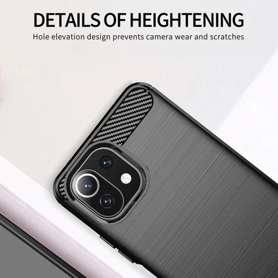 Kалъф за Xiaomi Mi 11 Lite 4G / Mi 11 Lite 5G / Mi 11 Lite 5G NE - Carbon Silicone - Black