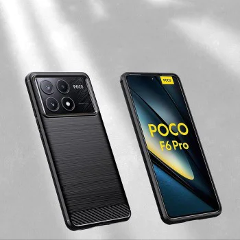 Калъф за Xiaomi Poco F6 Pro - Carbon Silicone - Черен